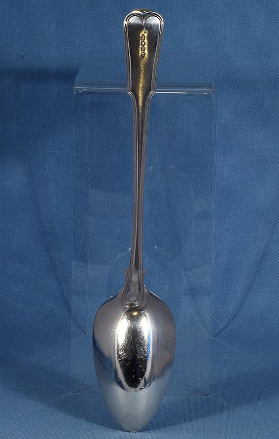 A George III silver straining spoon, Length 12”/305mm Weight: 5.3oz/149grms.